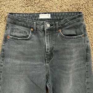 Topshop Straight Leg Distressed Denim Jeans